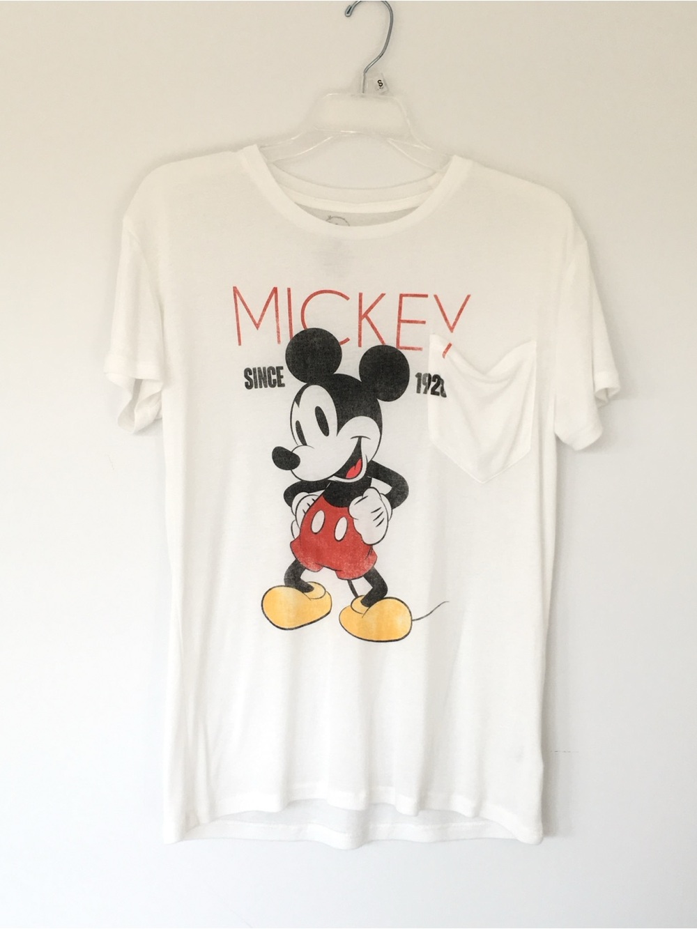 Disney Mickey Mouse Pocket T-Shirt White Women’s Size Small Disneyland World